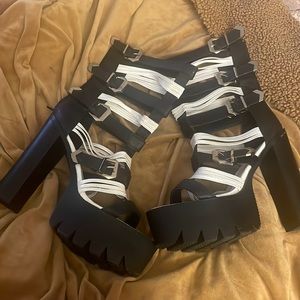 Size 11 gladiator style platform heels.